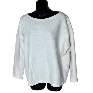 Maeve Anthropologie women’s ribbed boxy 3/4 sleeve sweater top medium clean girl